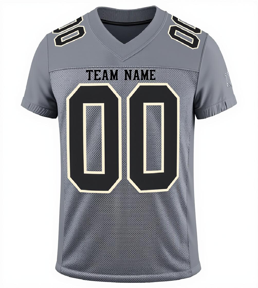 Custom Grey & Black/White Football Jersey