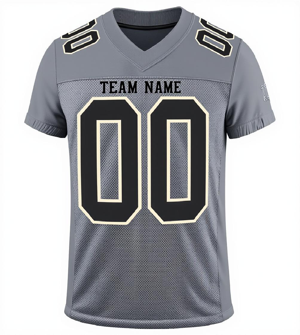 Custom Grey & Black/White Football Jersey