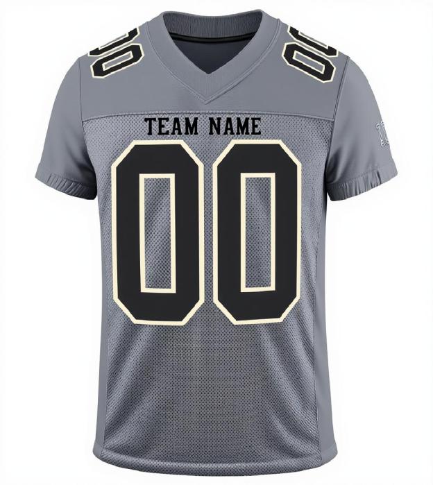 Custom Grey & Black/White Football Jersey