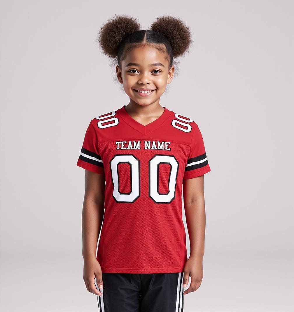 Custom Red & White/Black Football Jersey