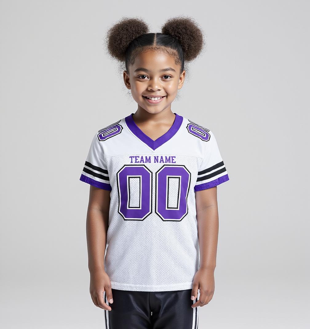 Custom White & Purple/Black Football Jersey