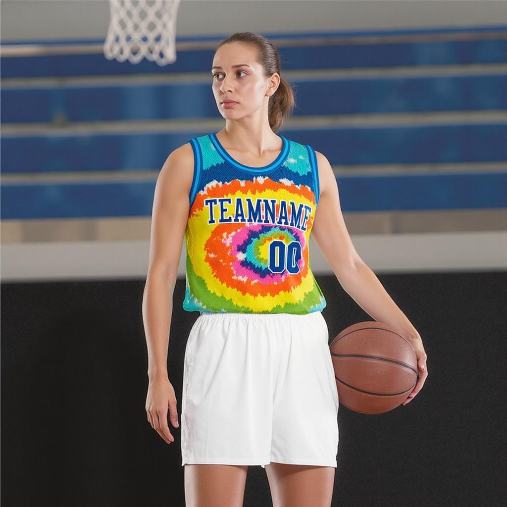 Custom Tie Dyes Royal & White Basketball City Edition Jersey