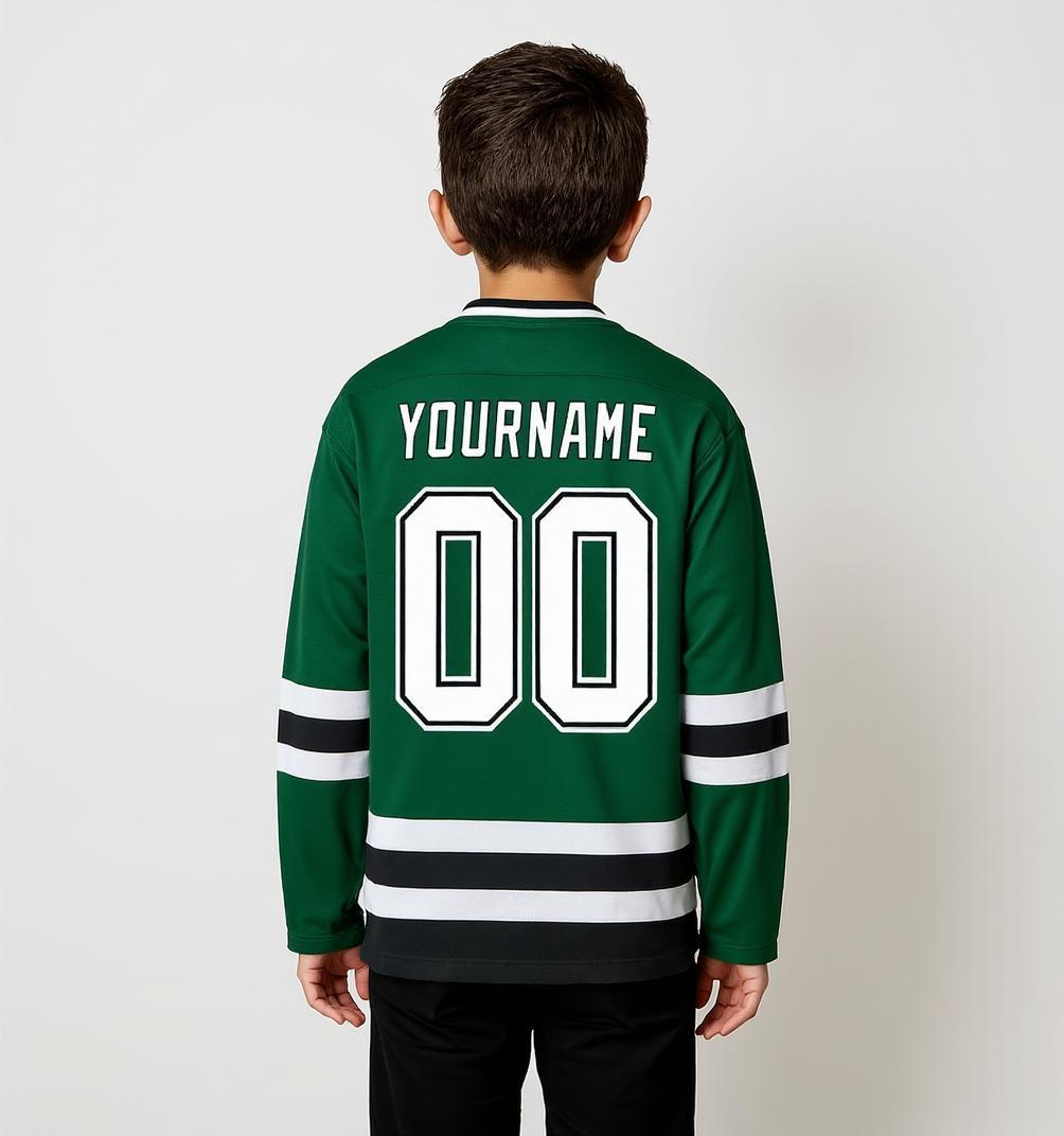 Custom Midnight Green & White/Black Hockey Jersey