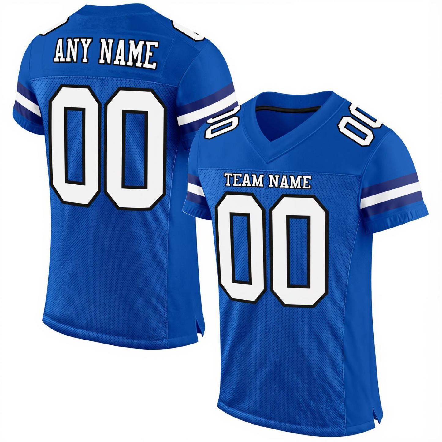 Custom Royal & White/Black Football Jersey