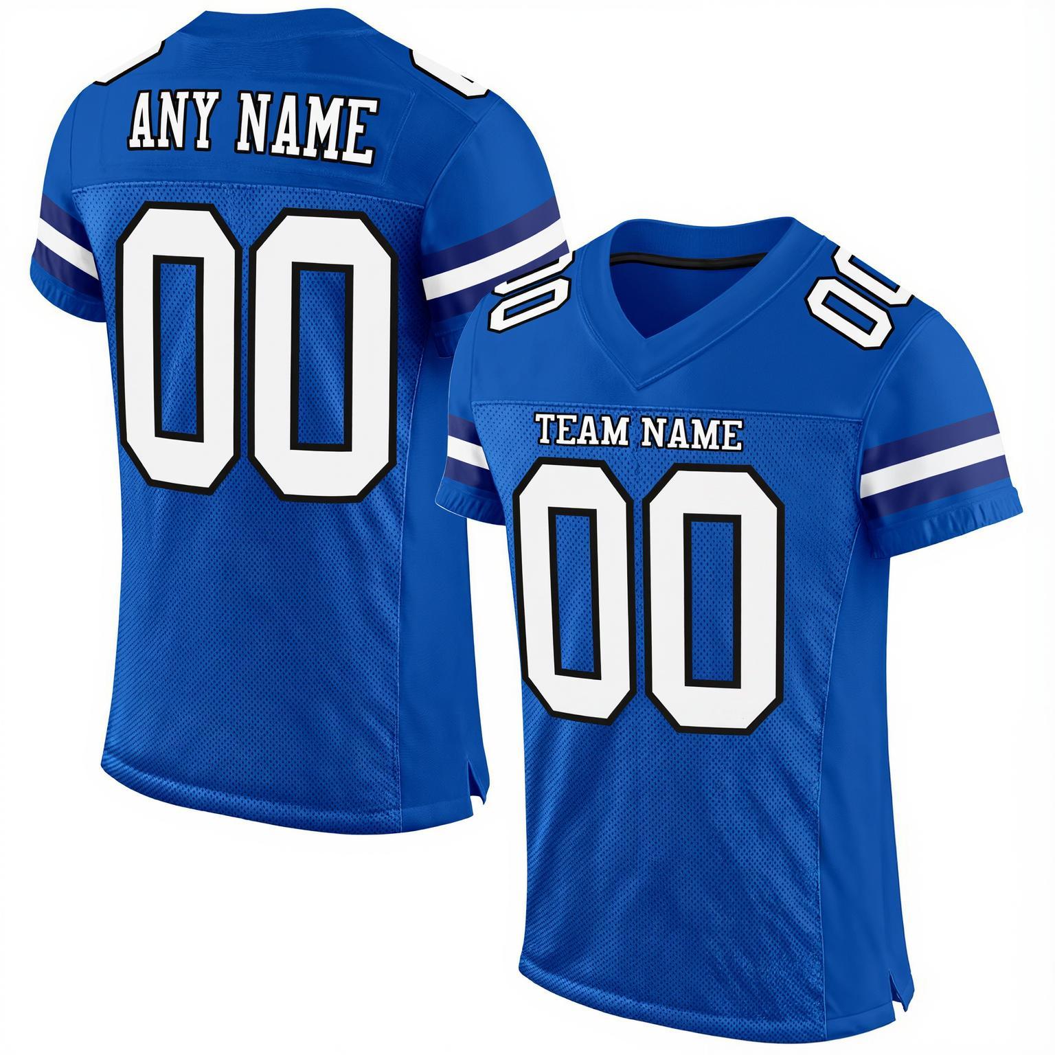 Custom Royal & White/Black Football Jersey