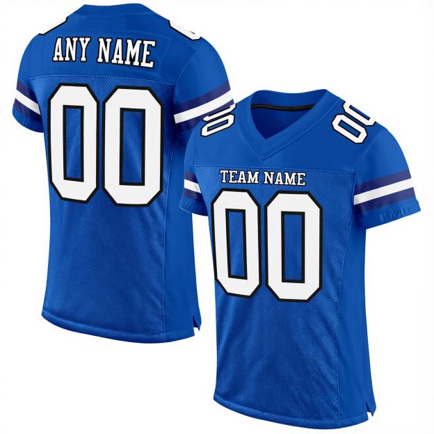 Custom Royal & White/Black Football Jersey