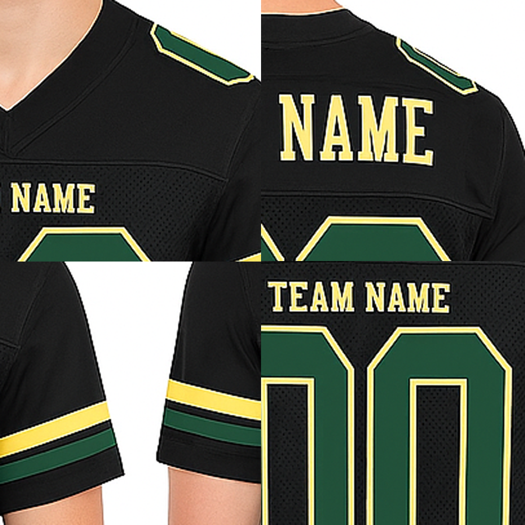 Custom Black & Green/White Football Jersey