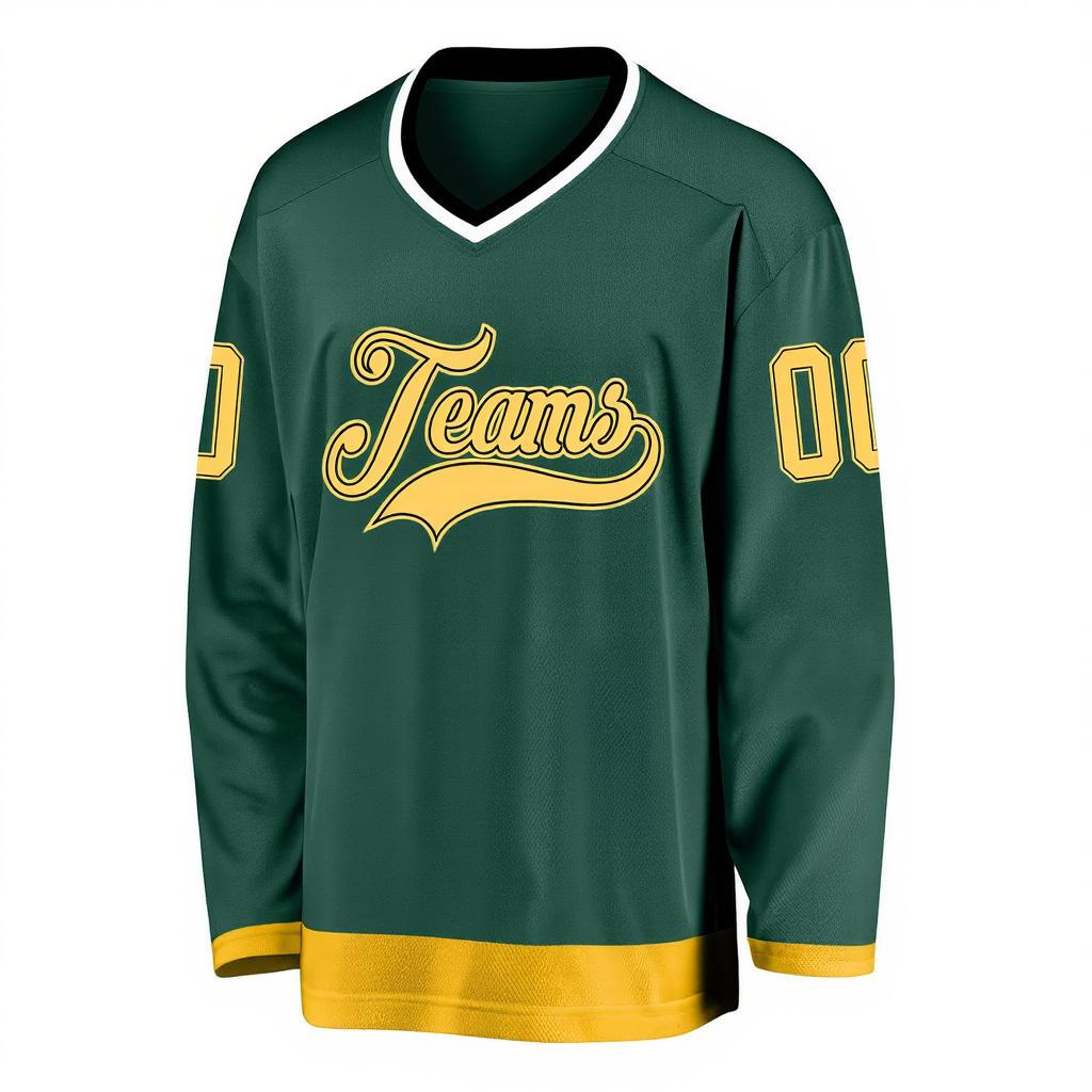 Custom Midnight Green & Gold Hockey Jersey