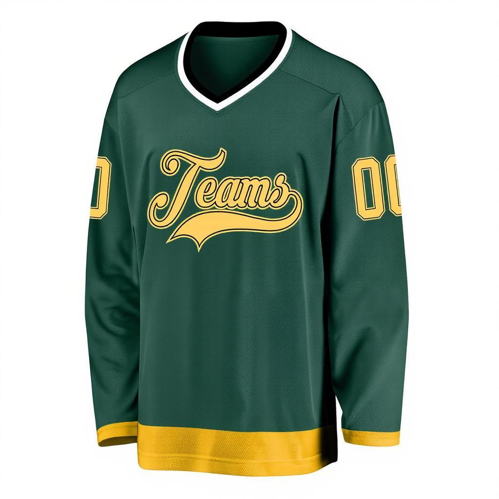 Custom Midnight Green & Gold Hockey Jersey