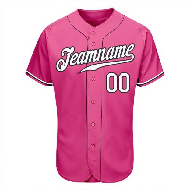 Custom Pink & White/Black Baseball Jersey