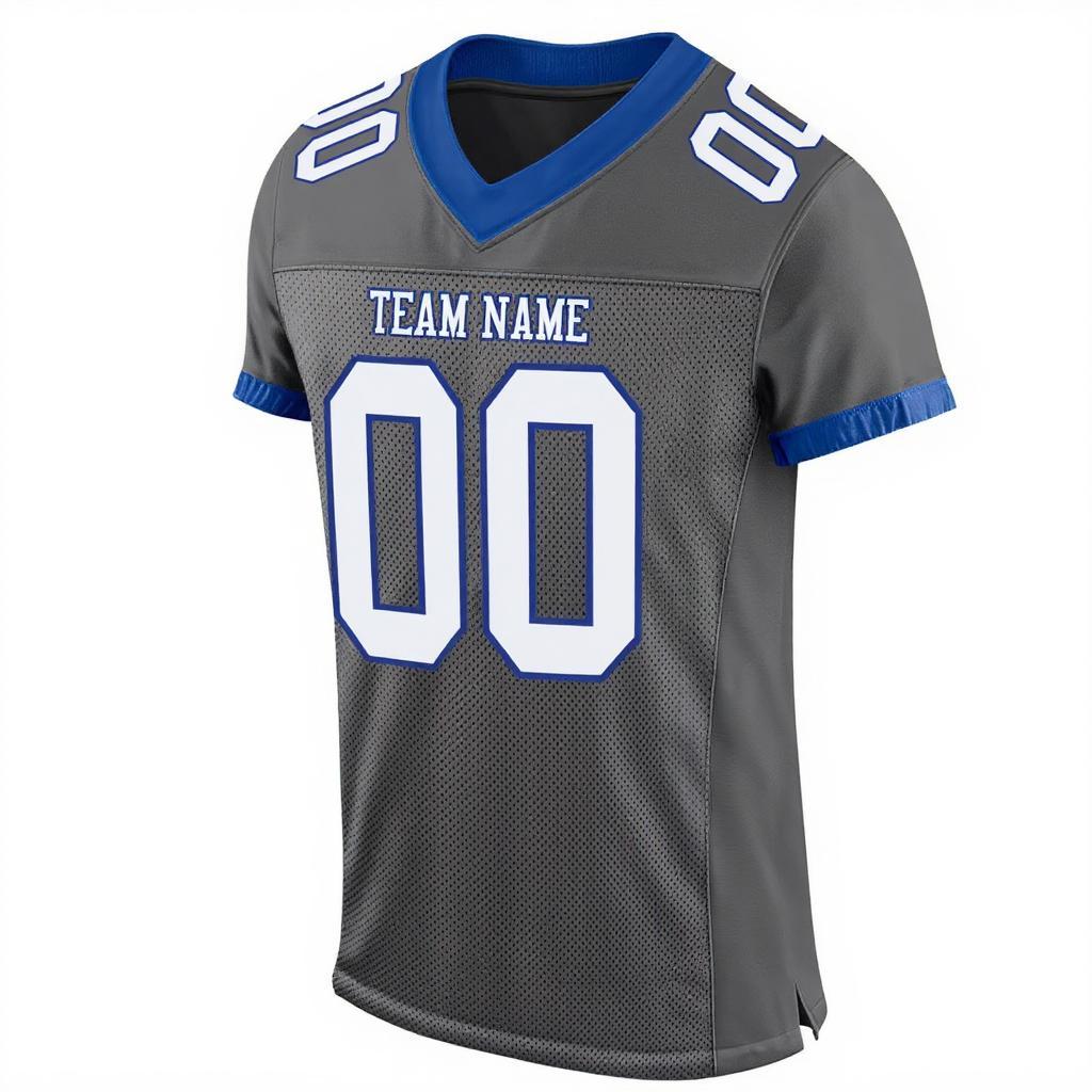 Custom Dark Grey & White/Royal Football Jersey