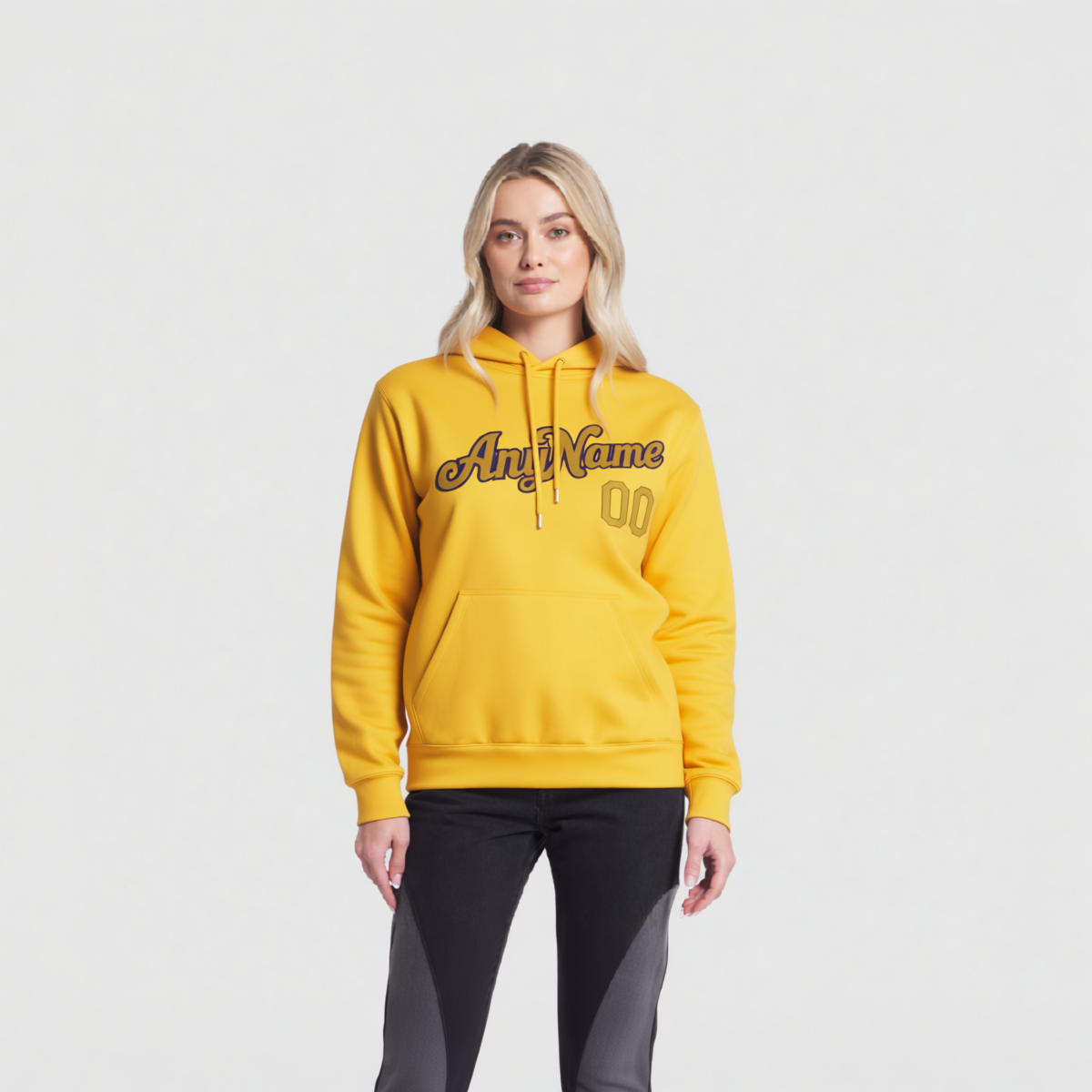 Custom Yellow & Gold/Purple Pullover Sports Sweatshirt Hoodie
