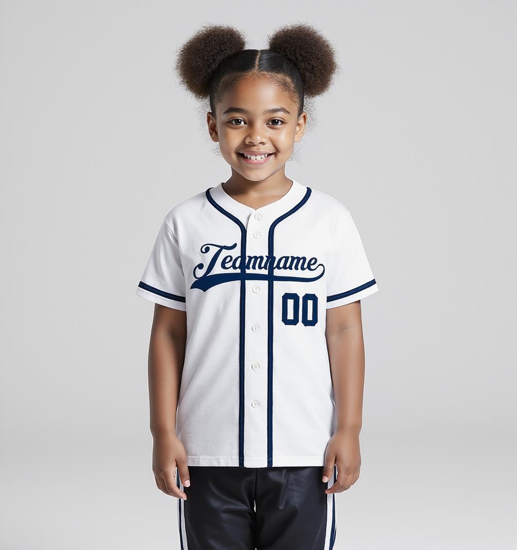 Custom White & Navy Baseball Jersey
