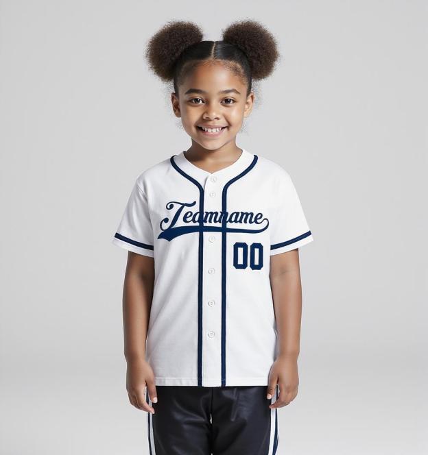 Custom White & Navy Baseball Jersey
