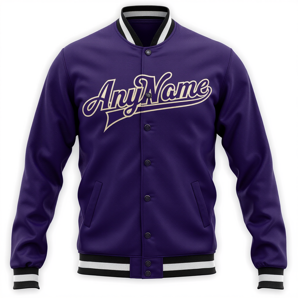 Custom Purple & White/Black Full-Snap Fleece Jacket