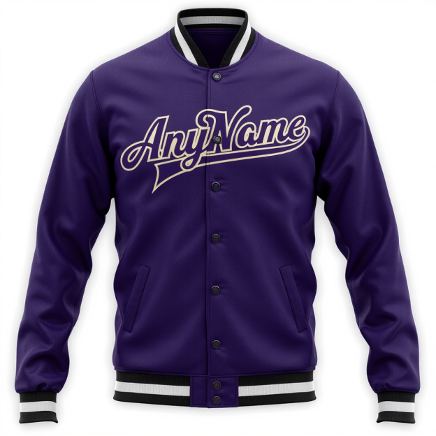 Custom Purple & White/Black Full-Snap Fleece Jacket