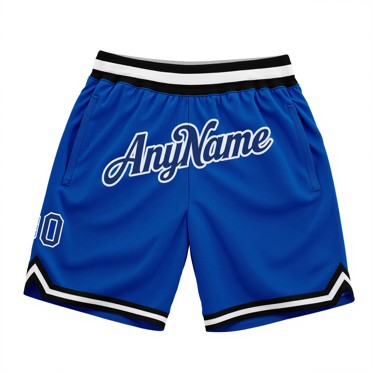 Custom Royal Blue & White/Black Throwback Shorts