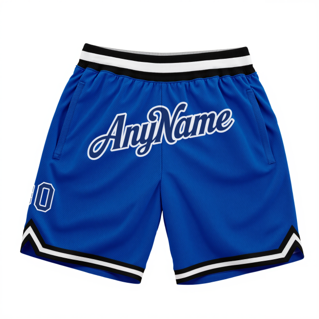 Custom Royal Blue & White/Black Throwback Shorts