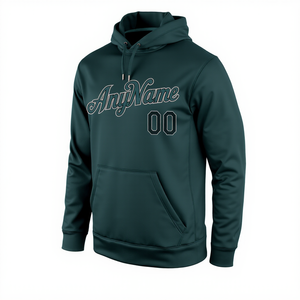 Custom Midnight Green & Black/Grey Pullover Sports Sweatshirt Hoodie