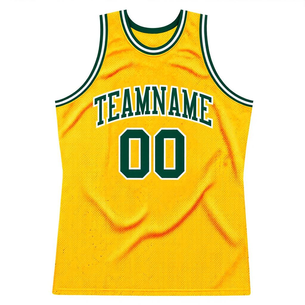 Custom Yellow & Green/White Basketball Throwback Jersey