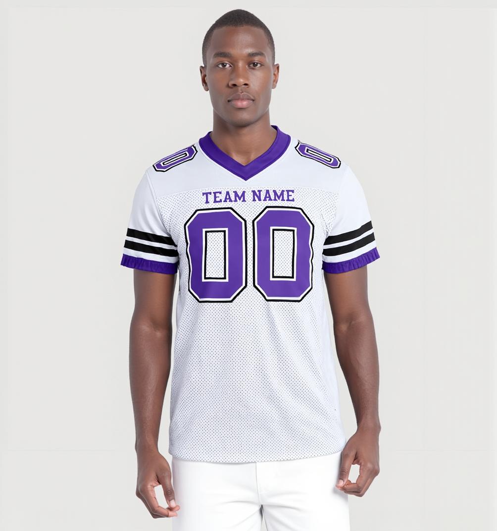 Custom White & Purple/Black Football Jersey