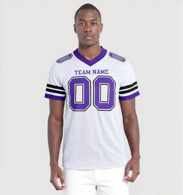 Custom White & Purple/Black Football Jersey