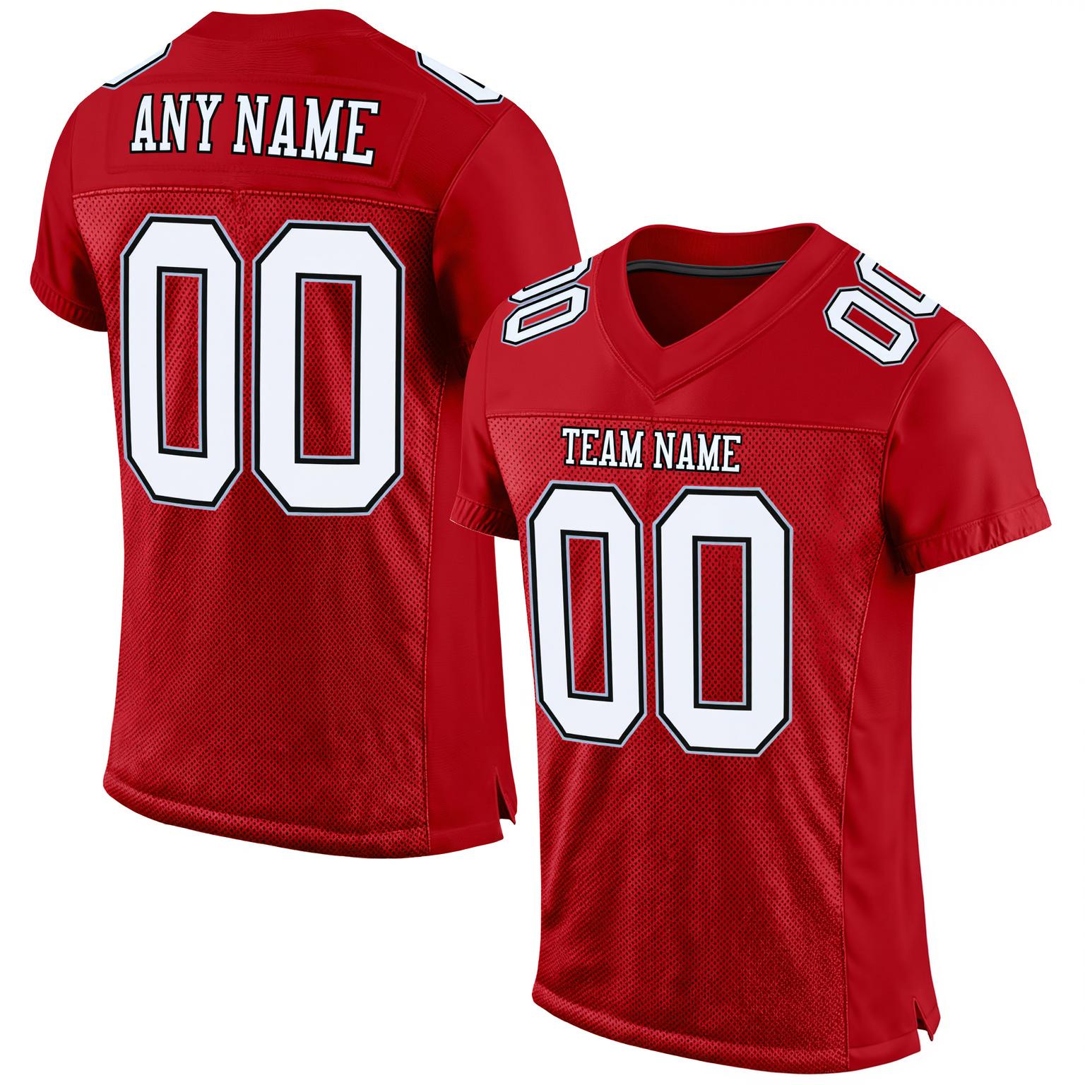 Custom Red & White/Black Football Jersey