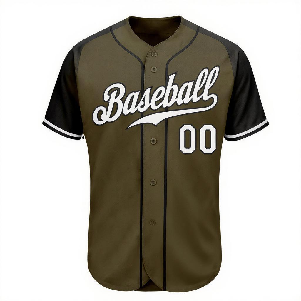 Custom Olive & White/Navy Baseball Jersey