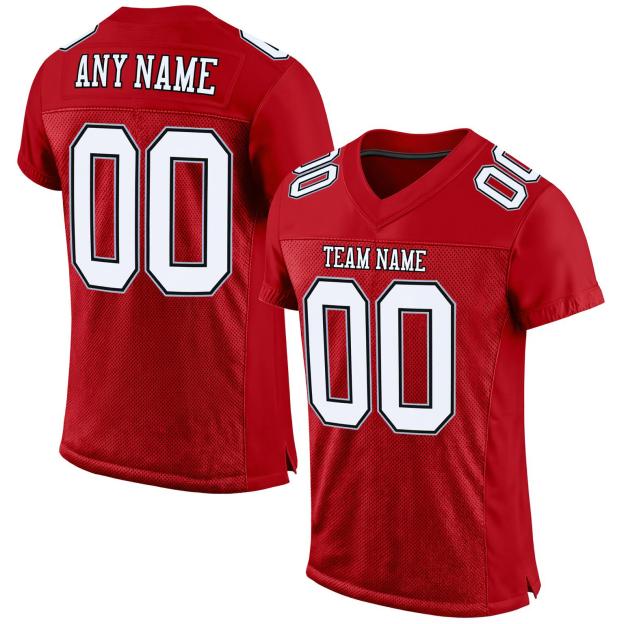 Custom Red & White/Black Football Jersey