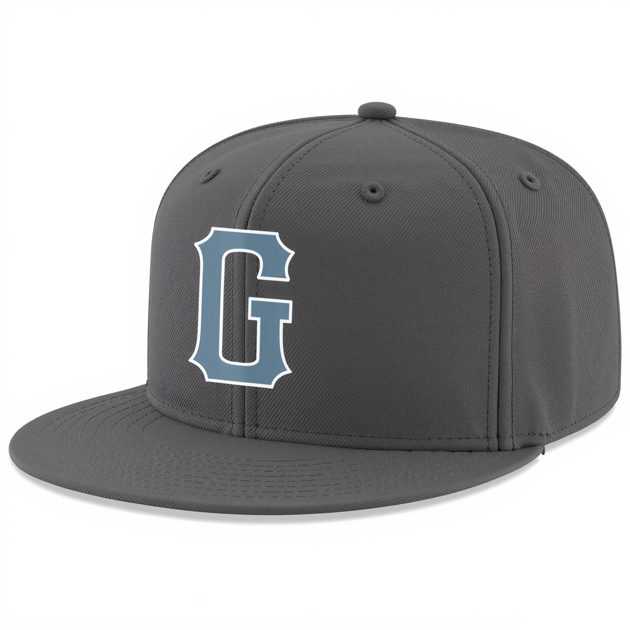 Custom Dark Grey & Blue/White Stitched Adjustable Snapback Hat