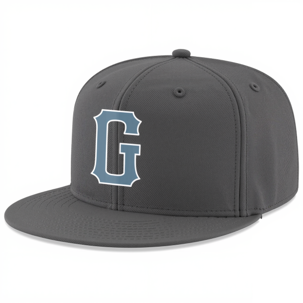 Custom Dark Grey & Blue/White Stitched Adjustable Snapback Hat