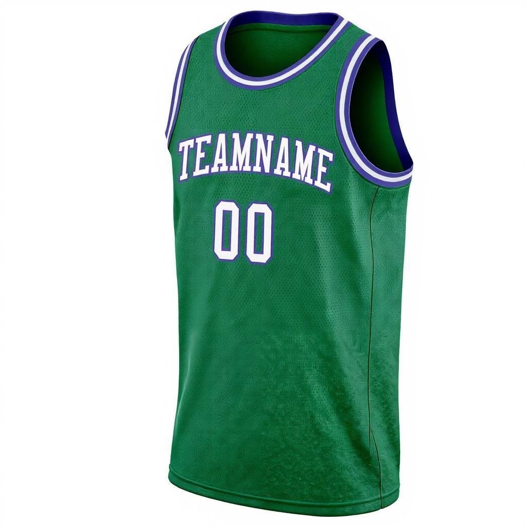 Custom Kelly Green & White/Blue Basketball City Edition Jersey