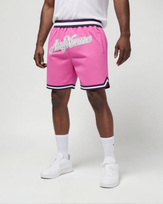 Custom Pink & Grey/White Throwback Shorts