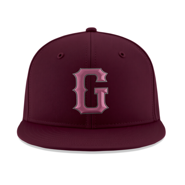 Custom Burgundy & Pink/Grey Stitched Adjustable Snapback Hat