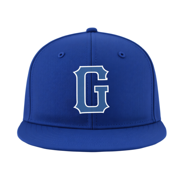 Custom Royal Blue & White Stitched Adjustable Snapback Hat