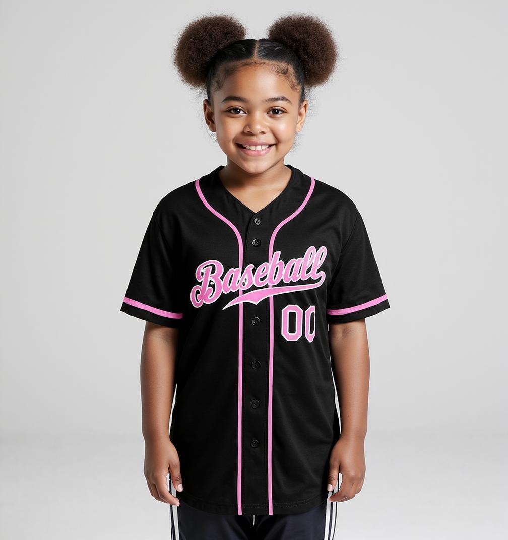 Custom Black & Pink/White Baseball Jersey