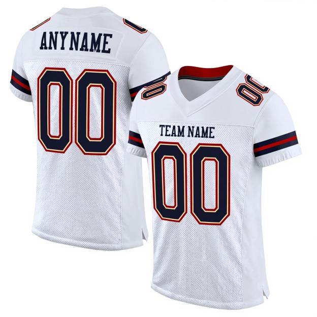 Custom White & Navy&Red Football Jersey