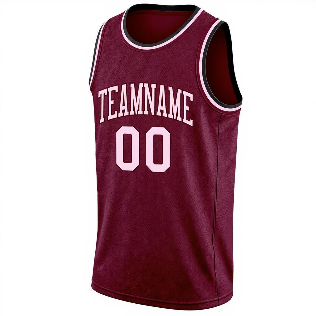 Custom Burgundy & Pink Basketball City Edition Jersey