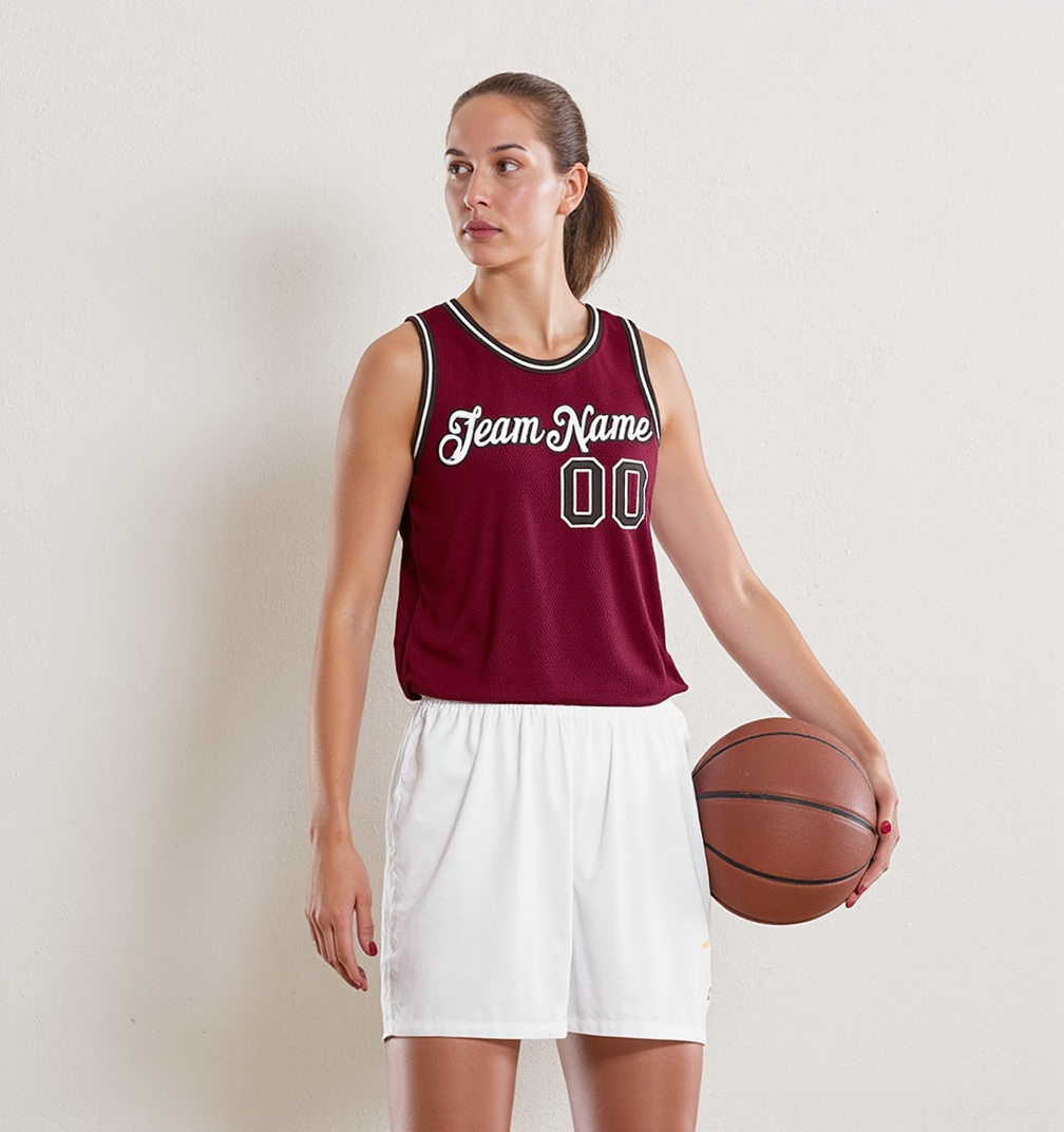 Custom Burgundy & White/Navy Basketball City Edition Jersey