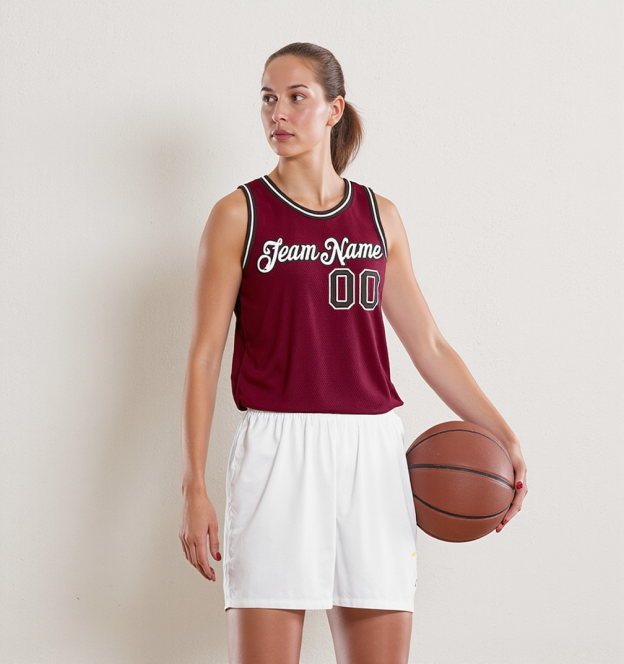 Custom Burgundy & White/Navy Basketball City Edition Jersey