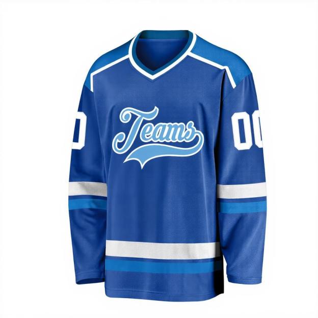 Custom Royal Blue & Sky Blue/White Hockey Jersey