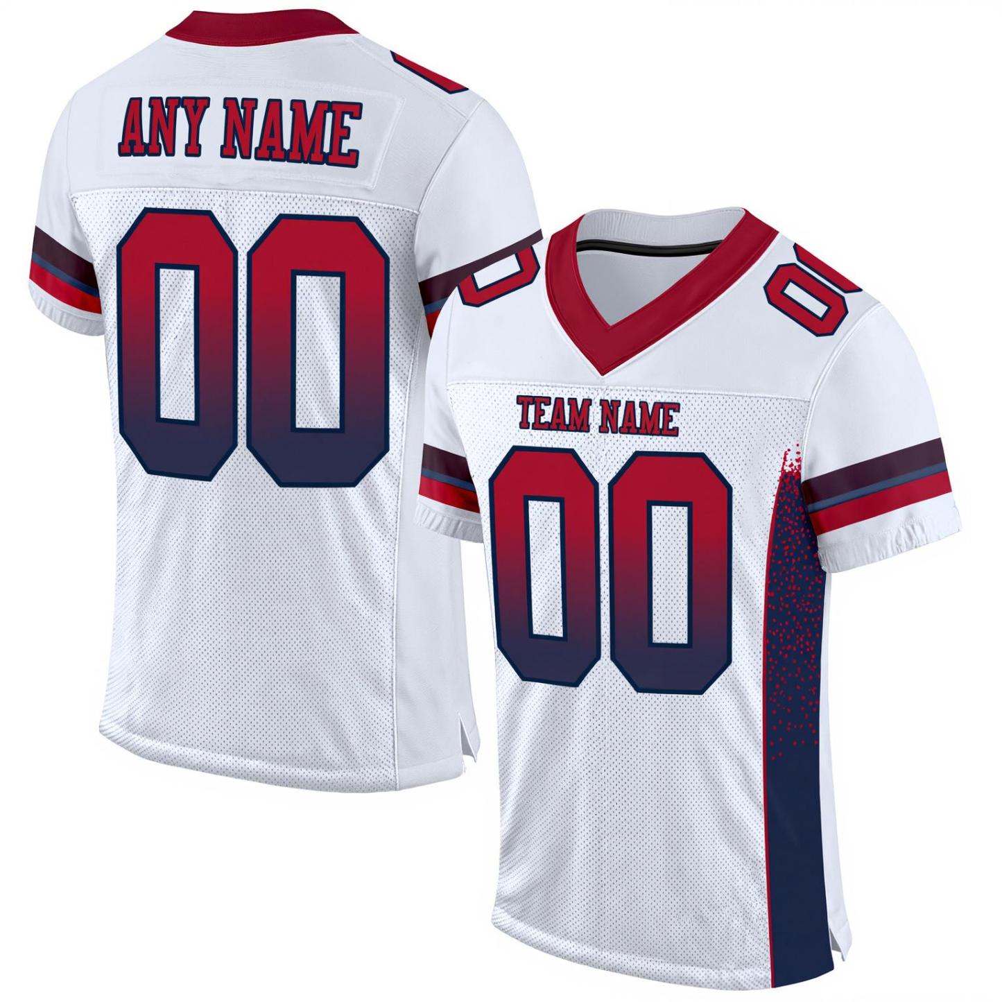 Custom White & Red/Blue Football Jersey