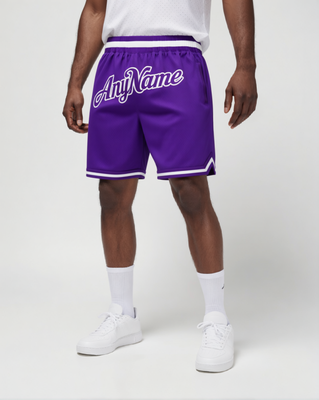 Custom Purple & White Throwback Shorts
