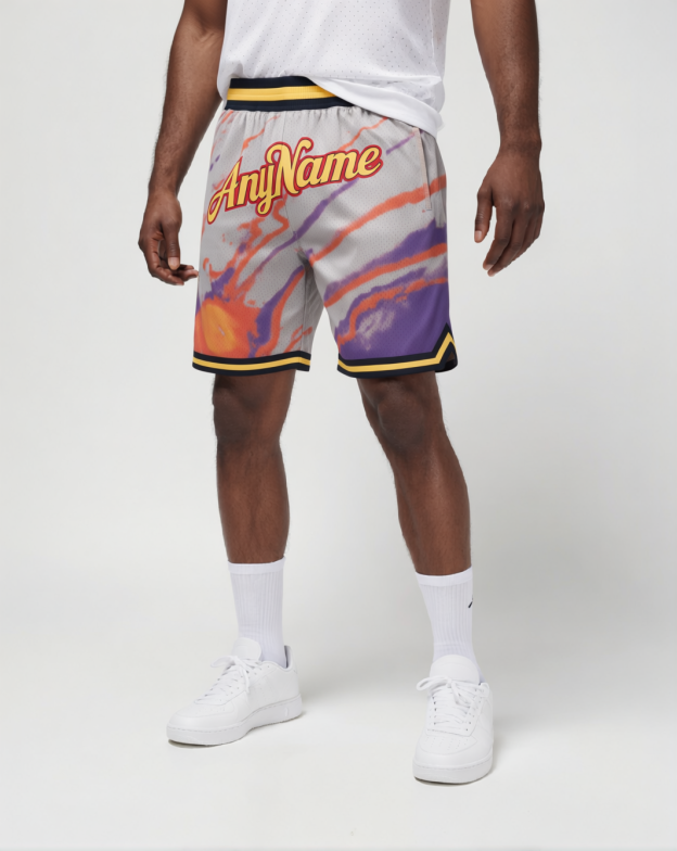 Custom Tie Dye Yellow & Orange Throwback Shorts