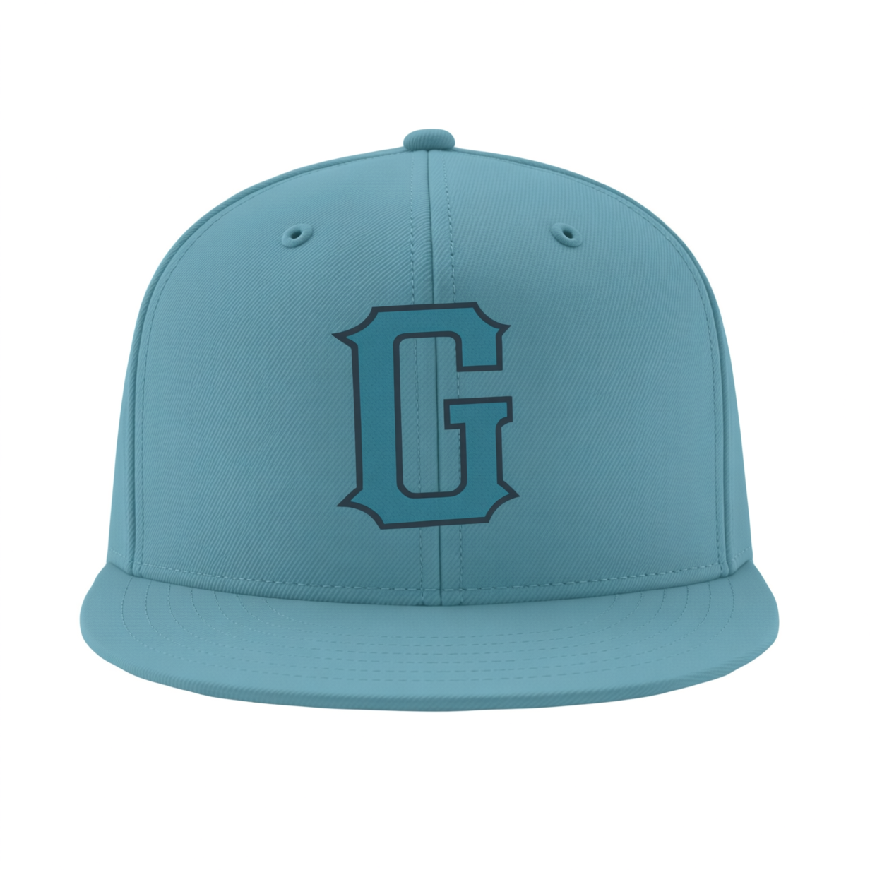 Custom Denim Blue & Teal/Navy Stitched Adjustable Snapback Hat