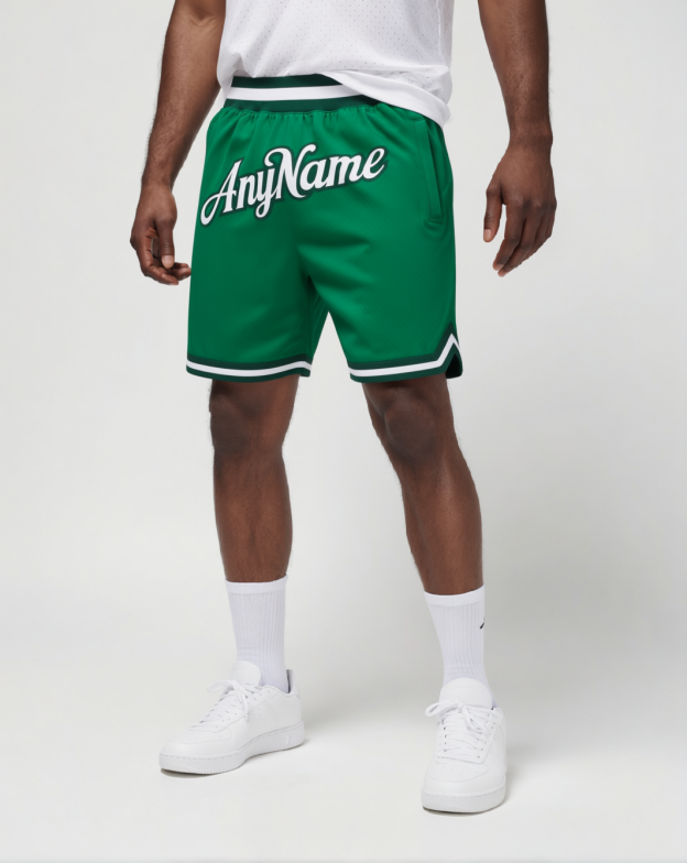 Custom Green & White Throwback Shorts