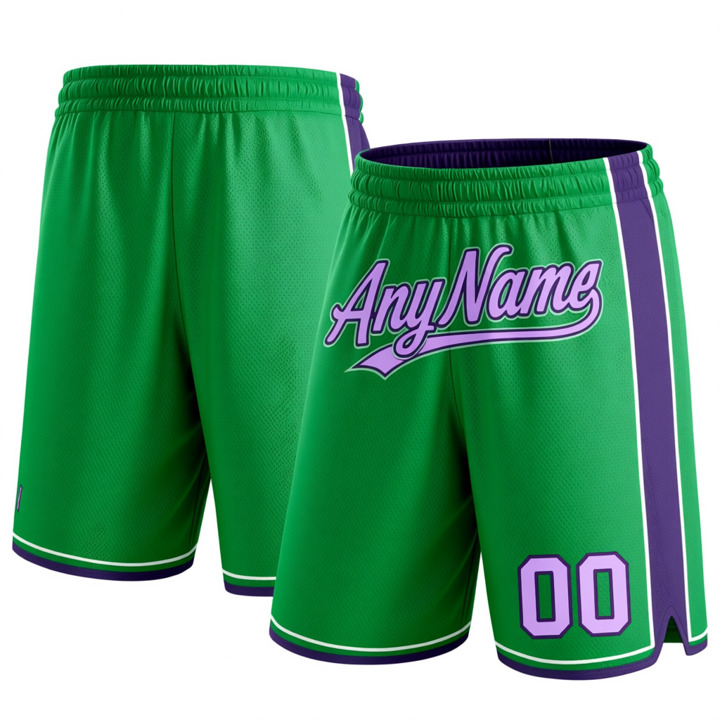 Custom Kelly Green & Purple/White Shorts