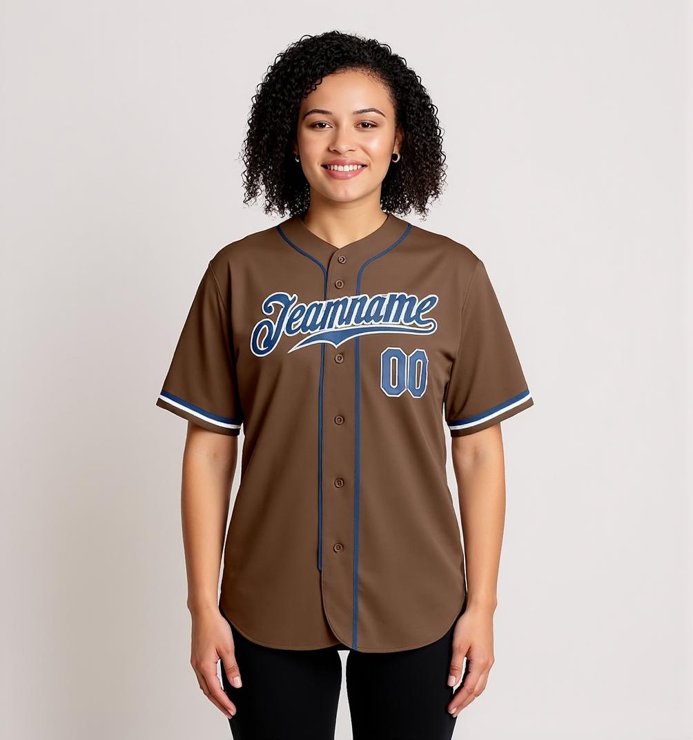 Custom Brown & Royal/White Baseball Jersey