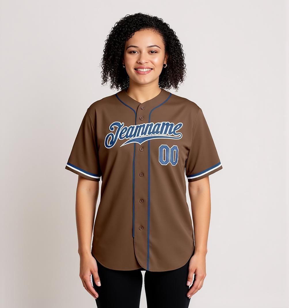 Custom Brown & Royal/White Baseball Jersey
