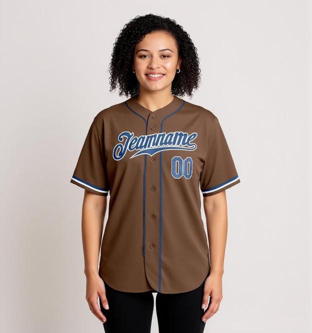 Custom Brown & Royal/White Baseball Jersey
